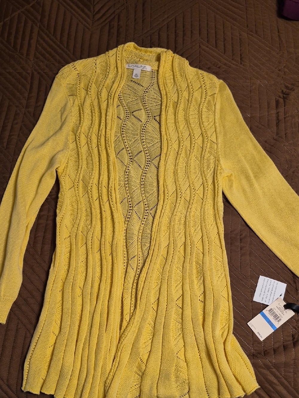 Emaline Petite Yellow Open-Front  Cardigan